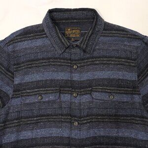 Lucky Brand Long Sleeve Blue Striped Button Up Shirt Medium Weight Knit